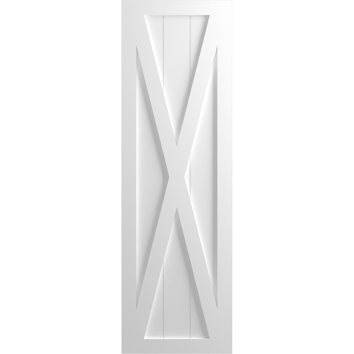 Ekena Millwork 18"W x 48"H True Fit PVC Single X-Board Farmhouse Fixed Mount Shutters, Unfinished (Per Pair - Hardware Not Included)