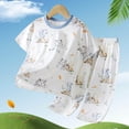 thumbnail image 2 of WRKEKC Kids Summer Outfits Seamless Round Neck Short Sleeve Pajama All Over Print Comfort Set for 6 Months-12 Years, 2 of 4