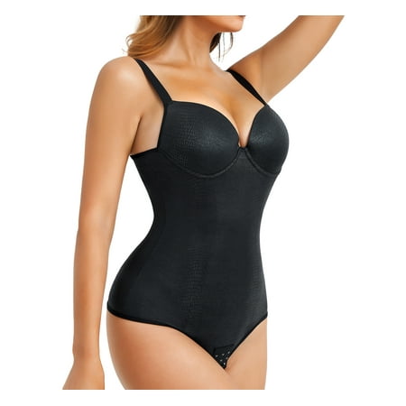 

Eleady Bodysuit for Womens Black Bodycon Jumpsuit Camisole Thong Shapewear Tops Waist Trainer Fupa Tummy Control Body Shaper(Black 3X-Large)