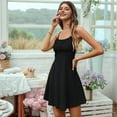 thumbnail image 5 of Women Spaghetti Strap Corset Dress Pleated A Line Fit and Flare Mini Dress Black XL, 5 of 10