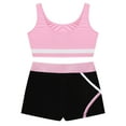 thumbnail image 3 of Kaerm Kids Girls 2 Piece Active Dancewear Outfit Crop Top and Shorts Set for Gymnastics Dancing Pink 6, 3 of 7