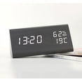 thumbnail image 3 of Despertador Despertador Digital, Con Led Nocturno, Fecha, Reloj Control Por Voz, Reloj Digital De Madera, Temperatura Interna, 3 Grupos De Alarma Ajustables, Para, 3 of 5