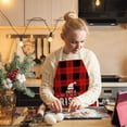 thumbnail image 3 of KDFJPTH Christmas Kitchen Cooking Aprons Black And Red Plaid Aprons Adjustable Buffalo Plaid Baking Apron Grilling Christmas Apron With Snowflake ... Cooking Aprons for Kids Age 10-13, 3 of 5