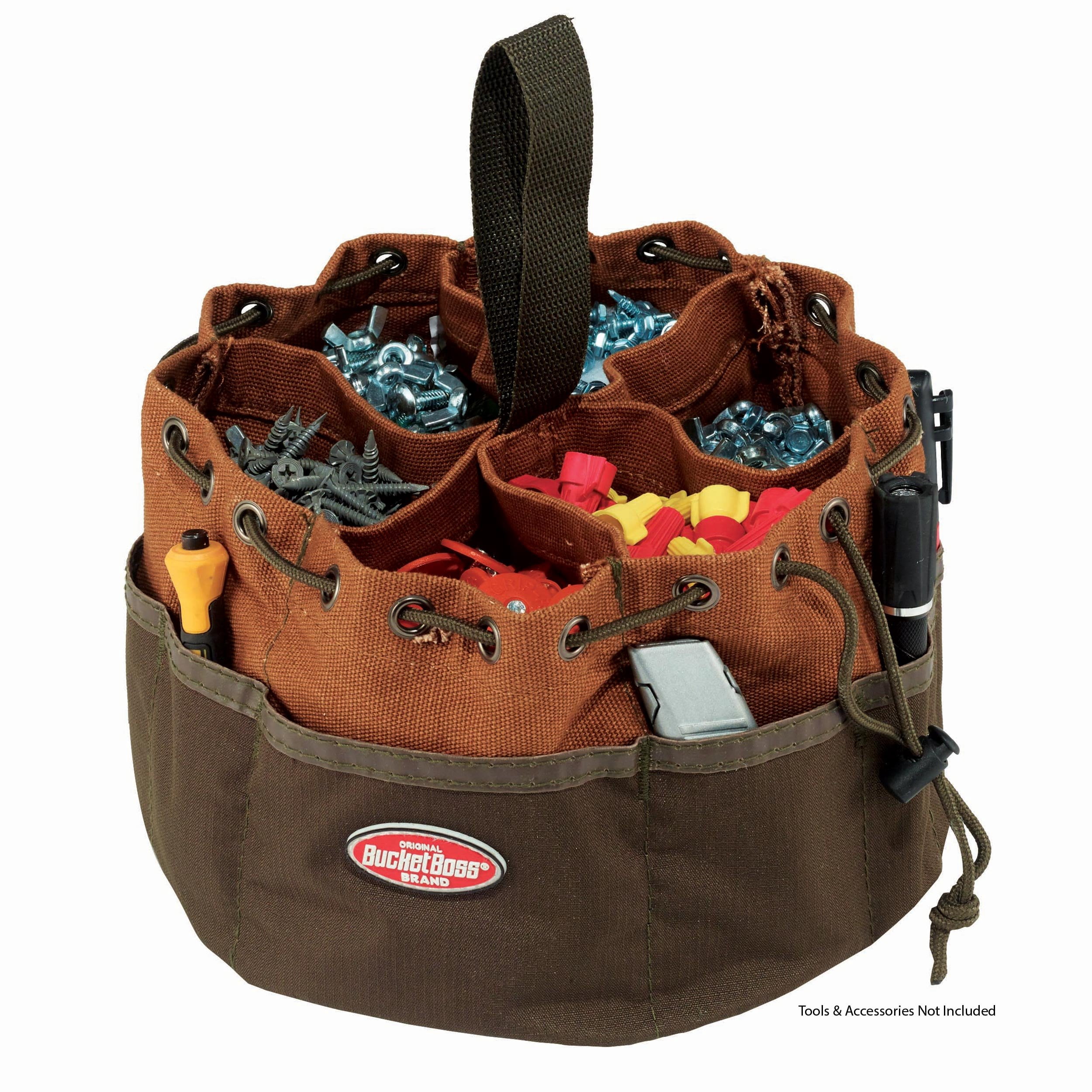 BUCKET BOSS 10 in. Parachute Parts Tool Bag in Brown 25001