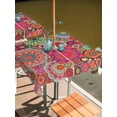 thumbnail image 2 of Outdoor Tablecloths with Umbrella Hole & Zipper, Colorful Ethnic 60x60 Inch Square Tablecloths, Modern Abstract National Geometric Red Waterproof Table Cloth, Patio/Pool/Picnic Table Covers, 2 of 8