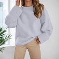 thumbnail image 2 of Womens Tops Pullover Hoodie Cropped Knit Casual Trendy Y2K Back to School Outfit Women's Oversized Sweater Winter Top Soft Comfortable Loose Fit Round Neck Long Sleeve Streetwear Tunic, 2 of 5
