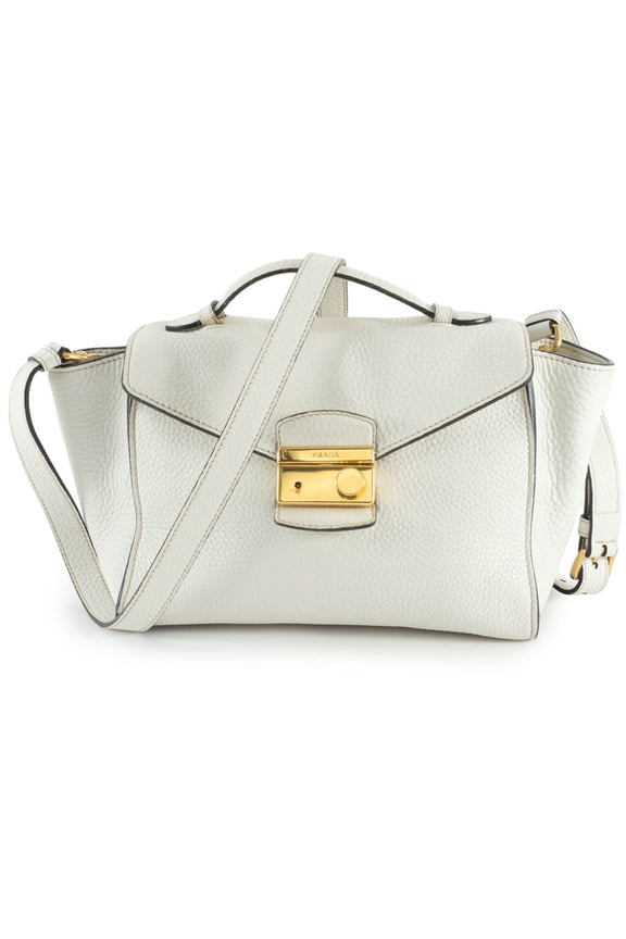 Pre-Owned Prada Handbag BT0962 Leather White Women's Shoulder Bag PRADA
