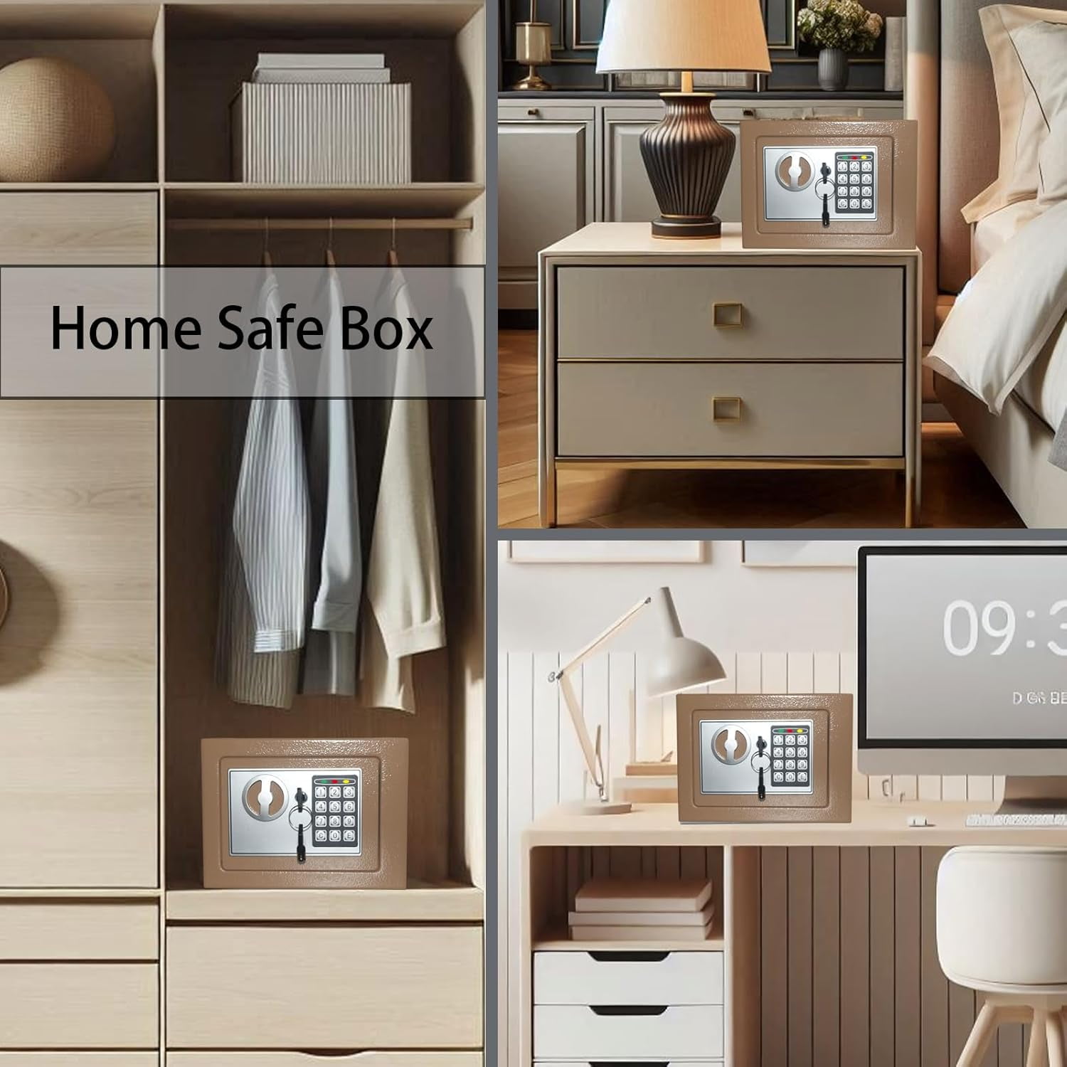 Electronic Deluxe Digital Security Safe Box Key Keypad Lock Home Office Hotel Business Jewelry Gun Cash Use Storage money (OCHRE YELLOW)