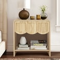 thumbnail image 5 of Wirrytor Farmhouse Natural Oak Fluted Nightstands Set of 2, Mid-Century Chic End Table with Drawer and Open Shelf Storage, Curved Edge Bedside Table for Bedroom Living Room, 5 of 8