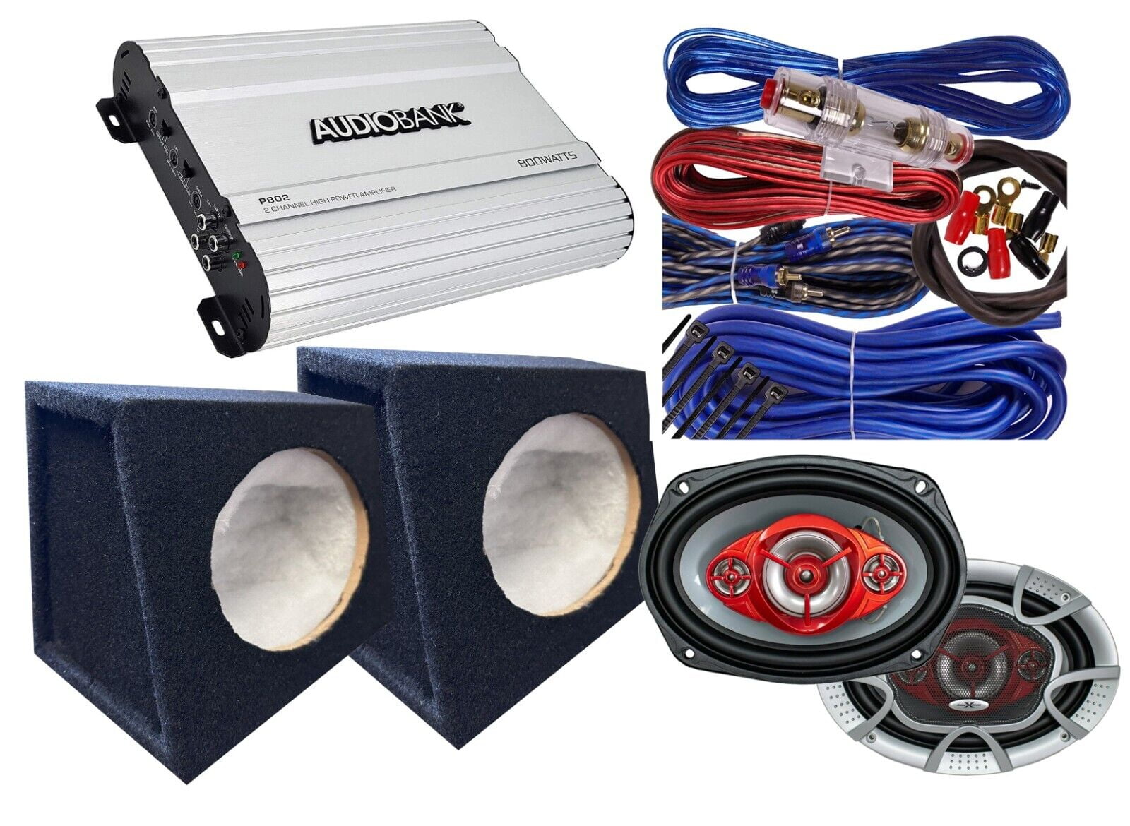 SoundXtreme 6x9" 4Way Speakers + 800W Amplifier + 2x 6x9 Speaker Box