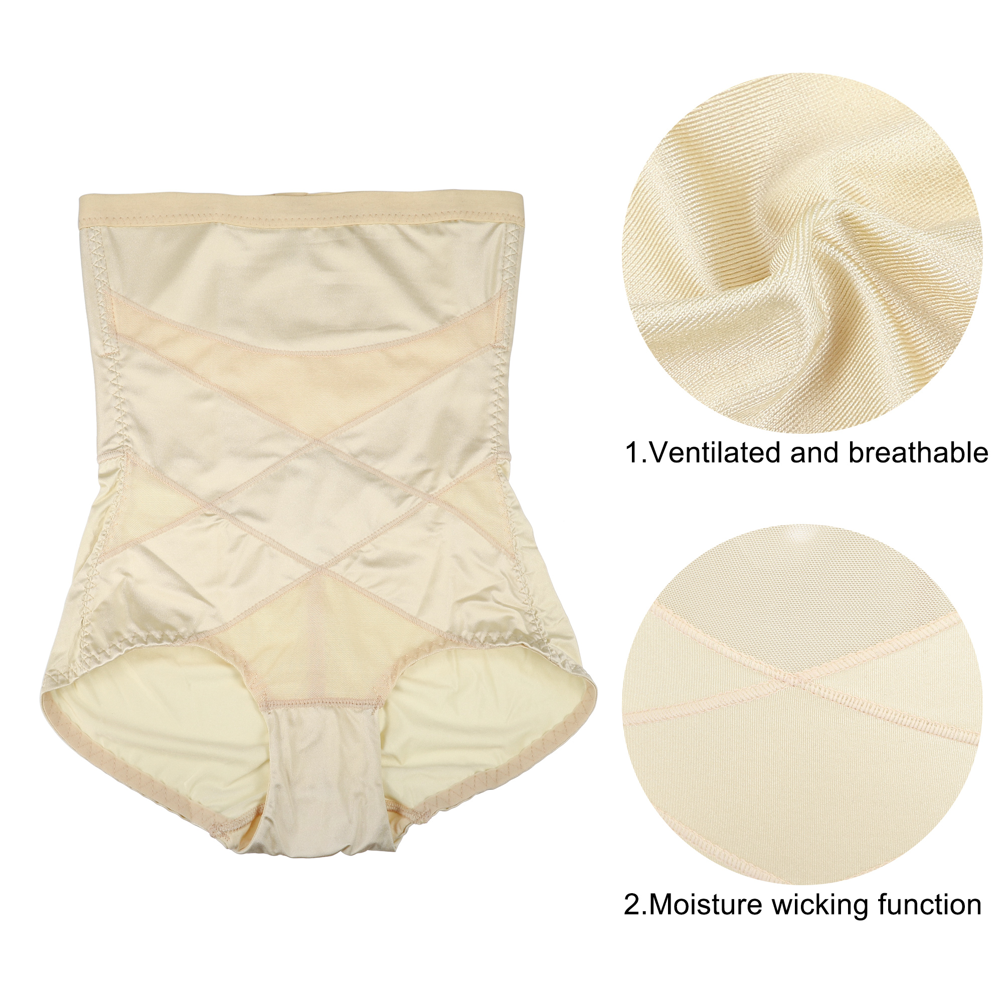 Unique Bargains Women High Waist Slimming Body Shaping Tummy Control Shapewear XL Beige