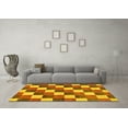 thumbnail image 3 of Ahgly Company Machine Washable Indoor Square Checkered Yellow Modern Area Rugs, 5' Square, 3 of 4