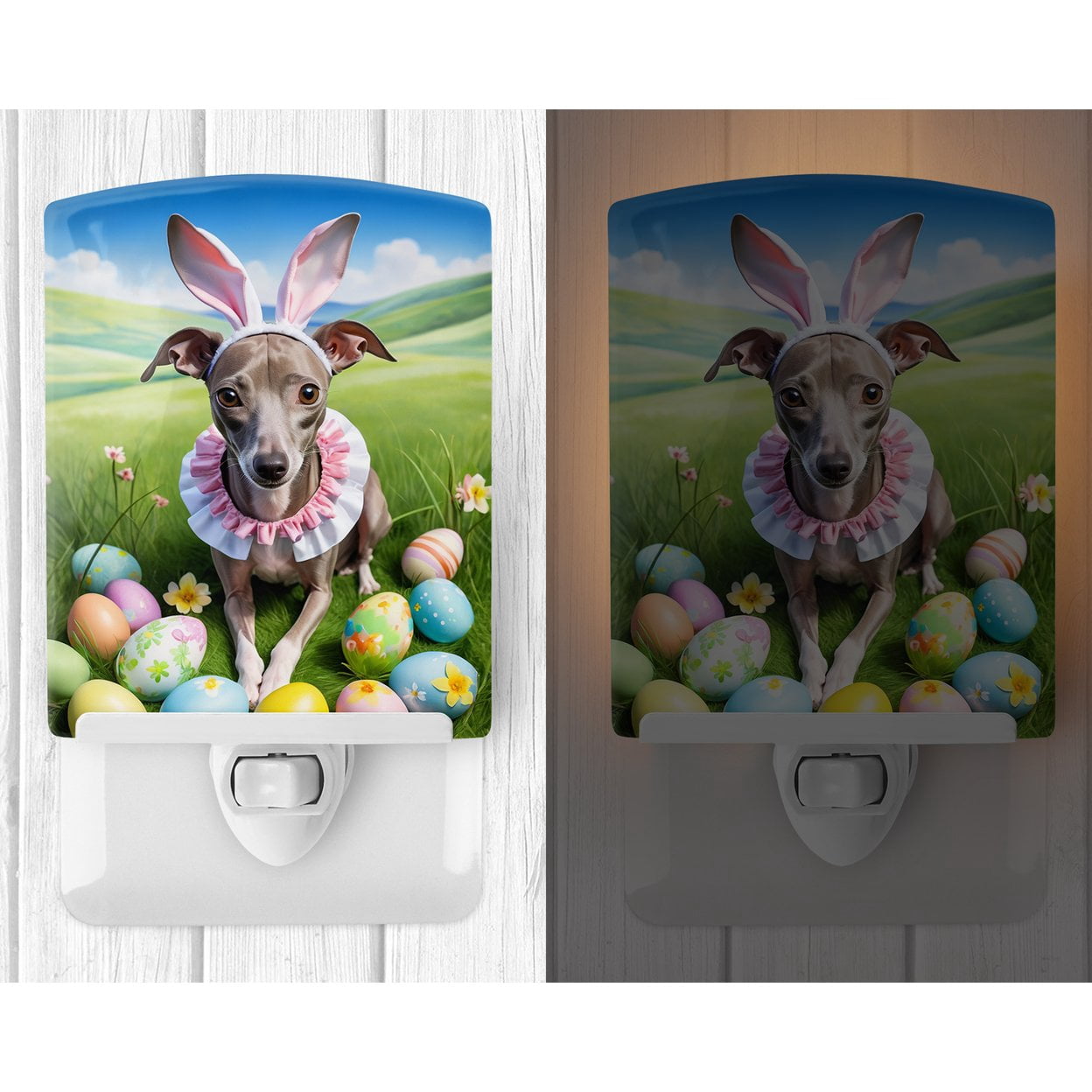 Italian Greyhound Easter Egg Hunt Ceramic Night Light 4 in x 6 in