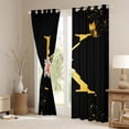 thumbnail image 3 of Homewish Gold Cartoon Monogrammed Blackout Curtains Set of 2 (52x84 Each) for Female, Initial K Letter Window Curtains, Groovy Rose Flower Curtains and Drapes, Blackout Curtains Decor, 3 of 6