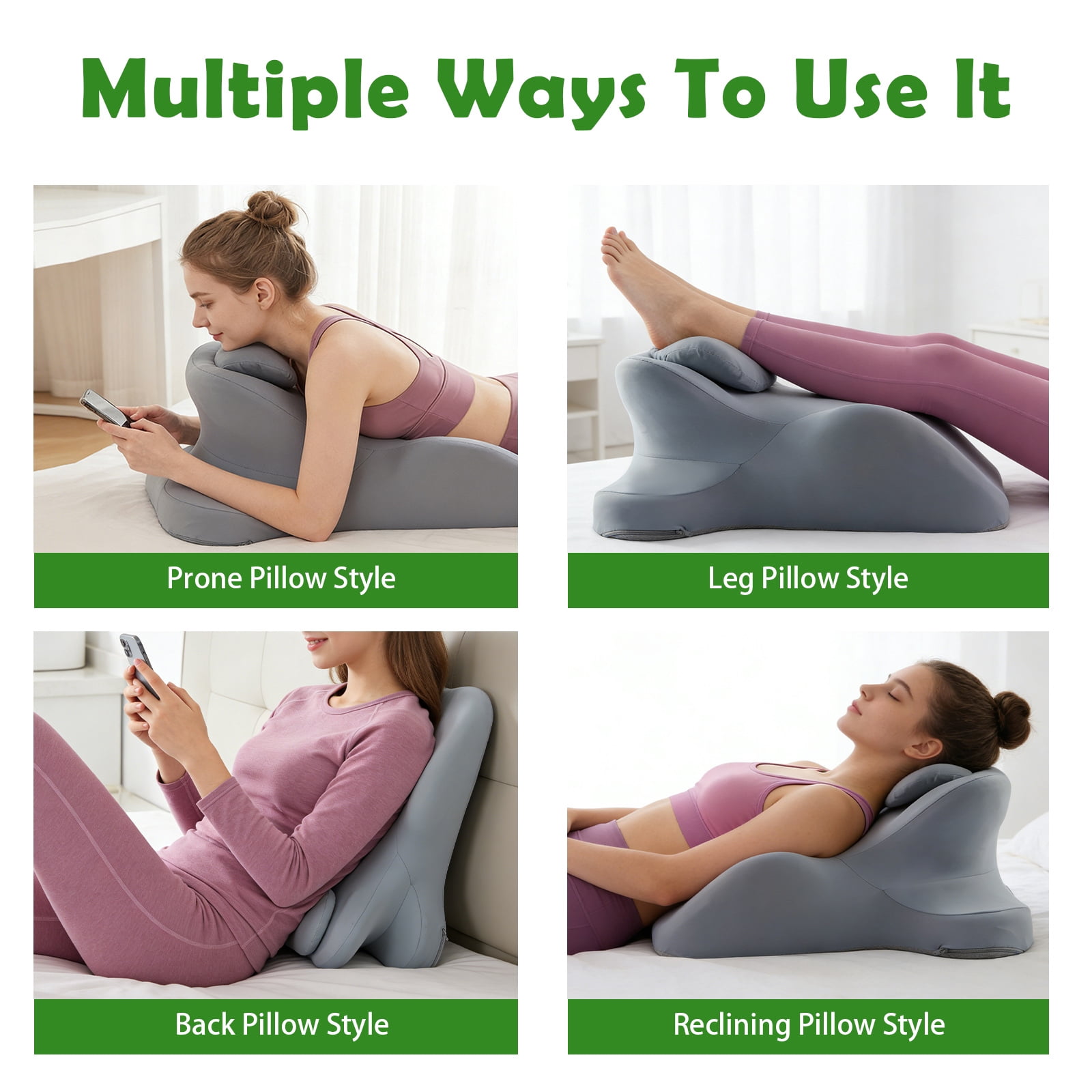 Ergonomic Memory Foam Wedge Pillow, 27 Angled Support for Neck and Waist Support Pillow