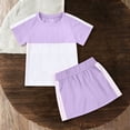 thumbnail image 4 of LJEFF Girls Color Block T-Shirt & Skort Set, Elastic Waist Soft Short Sleeve Comfortable Casual 2PC Outfit Purple Size 4 T, 4 of 9