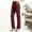 #Wine, variant on DPTALR Women's Solid Color Elastic Waist Straight-Leg Button Casual Work Office Yoga Pants,Red,Size XL