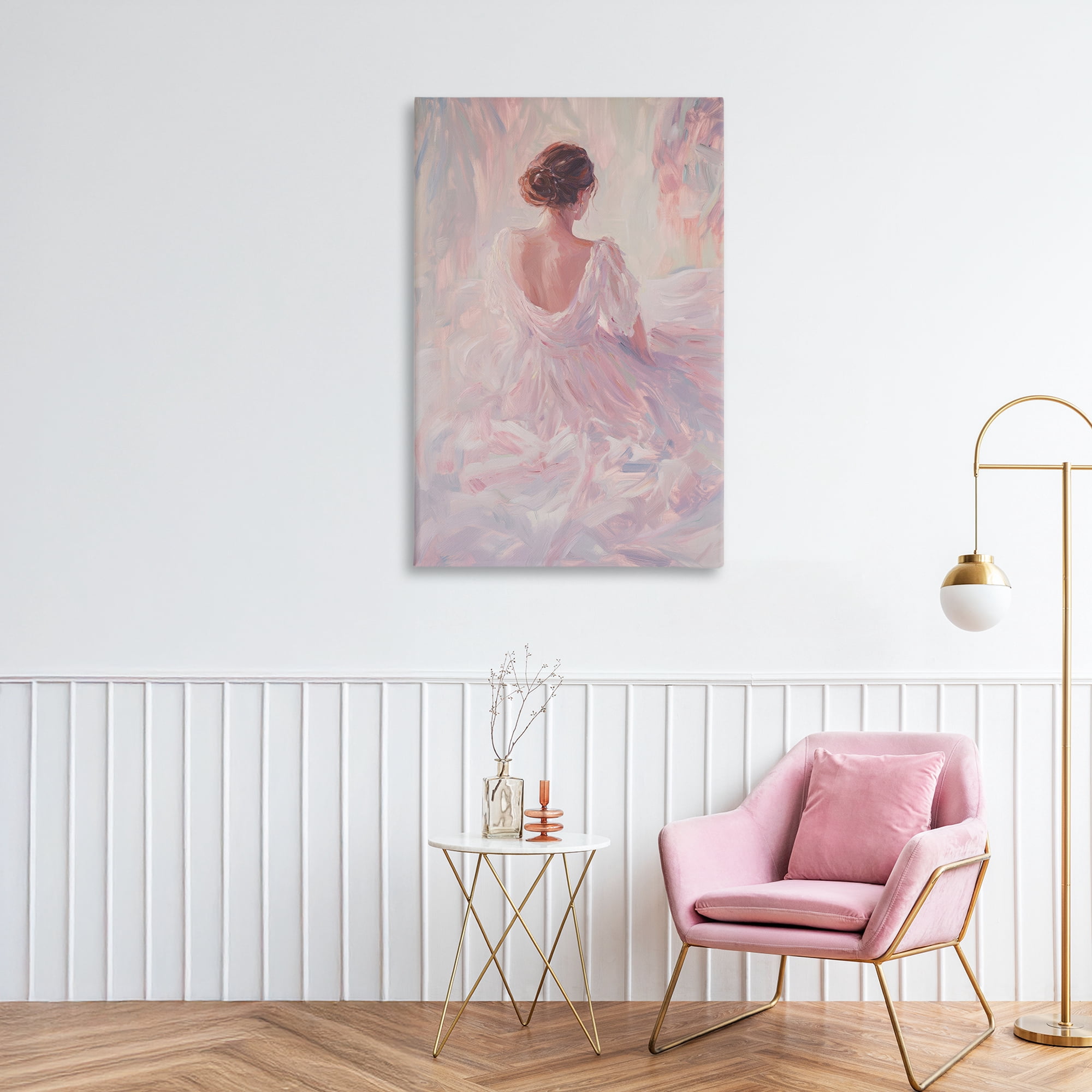 Stupell Industries Graceful Woman in Blush Gown Canvas Wall Art, design by Petal Prints Design
