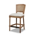 thumbnail image 3 of Triomphe Rattan Wicker High Back Armless Counter Bar Stool,White Pepper Stain Resistant High Performance Polyester,White Wood+Fabric+Rattan Furniture Dining Seating for Dining, 3 of 15
