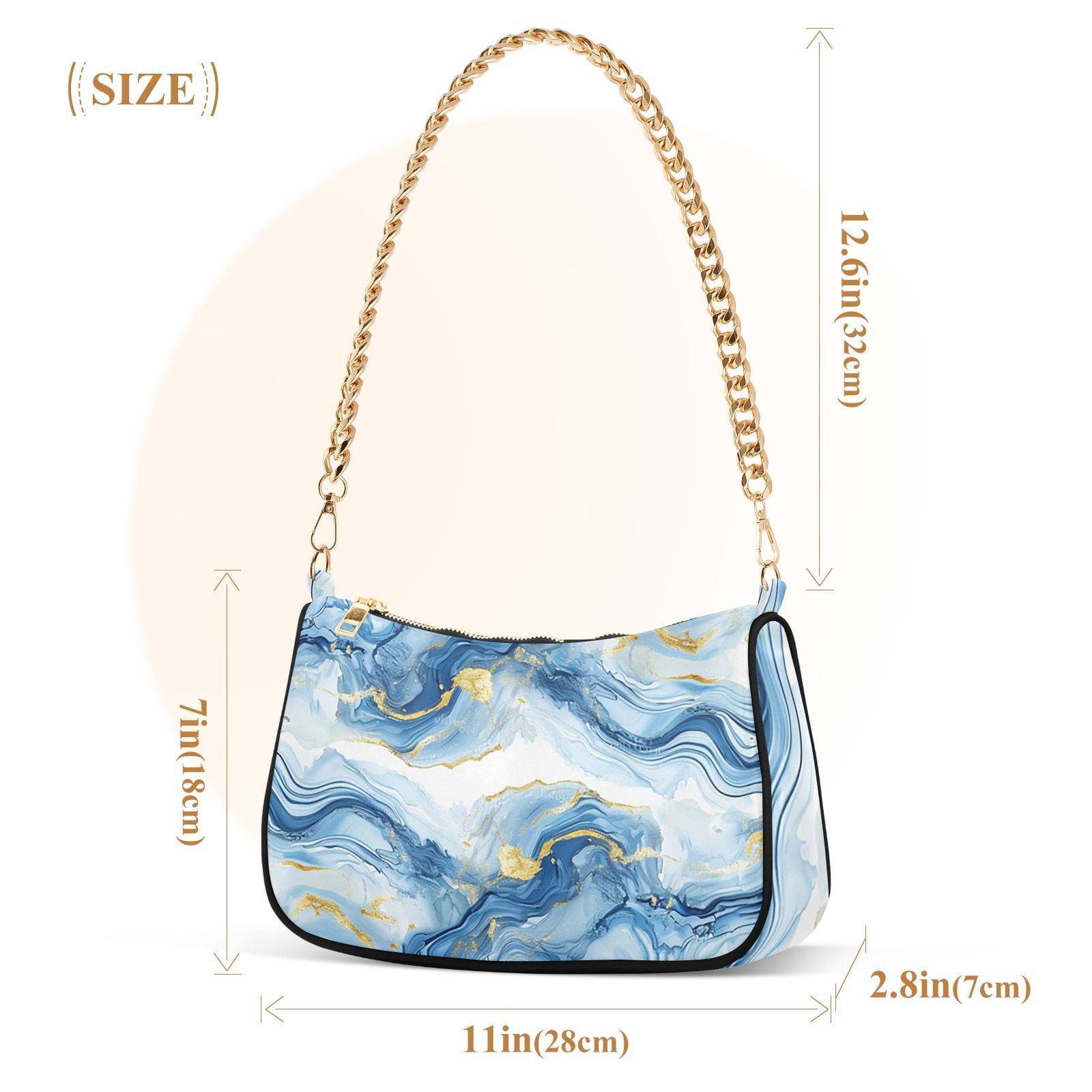 Blue Gold AgateWomen Small Shoulder Bag Crossbody Tote Hobo Bags Purse Clutch Handbags with Chain Strap for Women