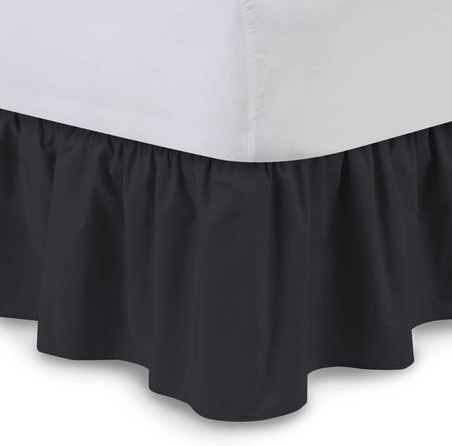 Ruffled Bed Skirt (Full, Black) 14 Inch Drop Dust Ruffle with Platform ...