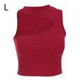 thumbnail image 1 of Chaleco de mujer sin mangas de color sólido con hombros descubiertos y camiseta sin mangas delgada de algodón, rojo, L Advancent AP001384-06B, 1 of 7