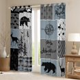 thumbnail image 2 of Homewish Jungle Bear Wildlife Blackout Curtains Set of 2 (52x84 Each), Farmhouse Happy Camping Window Curtains, Rustic Grey Blue Patchwork Curtains and Drapes, Curtains and Drapes Decor, 2 of 5