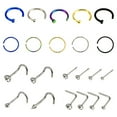 thumbnail image 2 of Walbest 22Pcs/Set Mix Shape Stainless Steel Nose Rings for Women Men Nose Studs Nose Rings Hoop Nose Rings Set Nose Piercing Jewelry, 2 of 7
