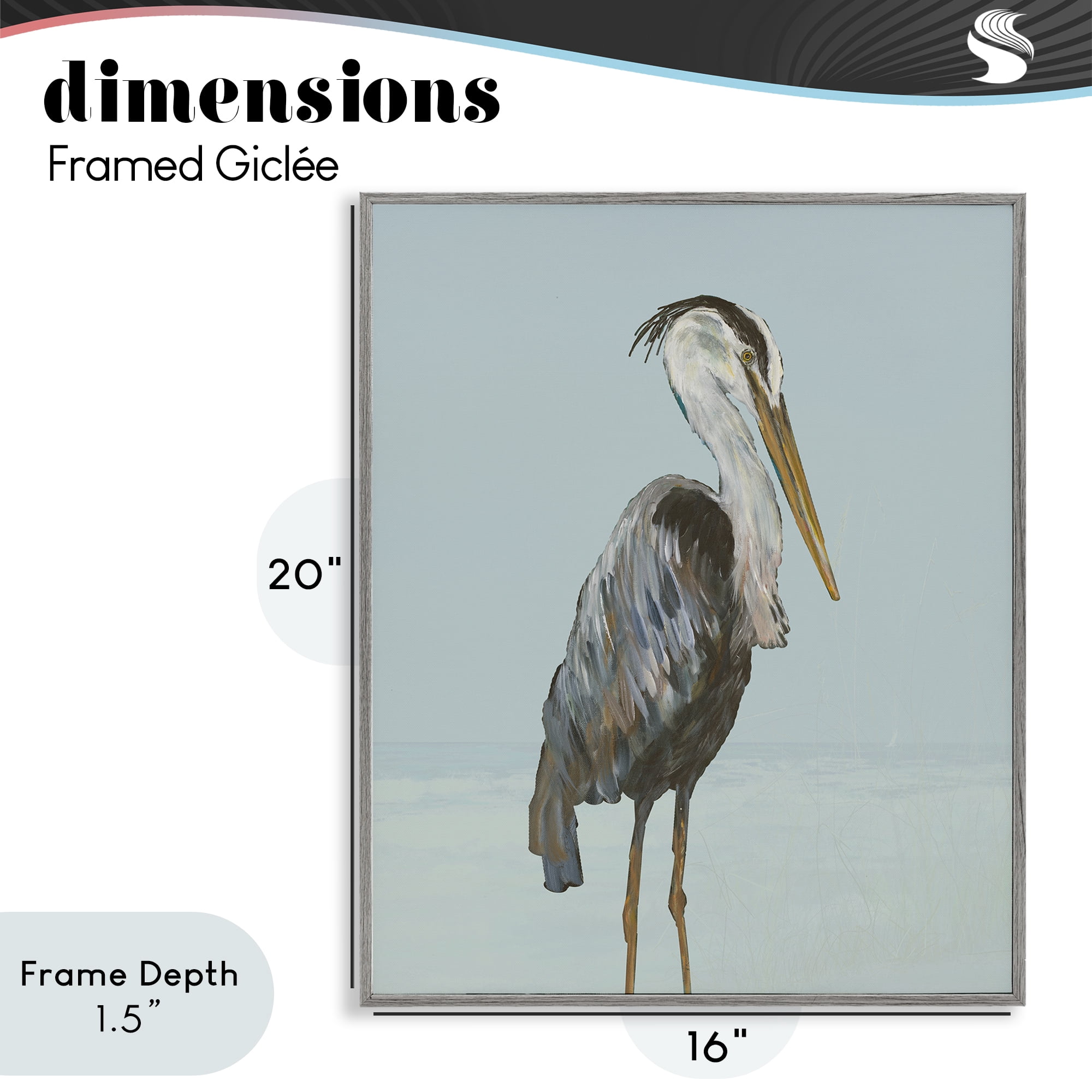 Stupell Industries Coastal Pelican Muted Blue Gray Framed Giclee Art, design by Julie DeRice