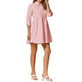 thumbnail image 4 of INSPIRE CHIC Women's Shirt Dress 3/4 Sleeve Button Down Mini Dresses XS Rose Pink, 4 of 5