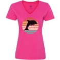 thumbnail image 3 of Inktastic Dolphin Cute Beach and Vacation Women's V-Neck T-Shirt, 3 of 5