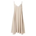 thumbnail image 5 of Sngxgn Women's Summer Bodycon Casual Midi Sleeveless Hollow Out Knit Side Slit Striped Long Tank Dress(Beige,XXL), 5 of 7