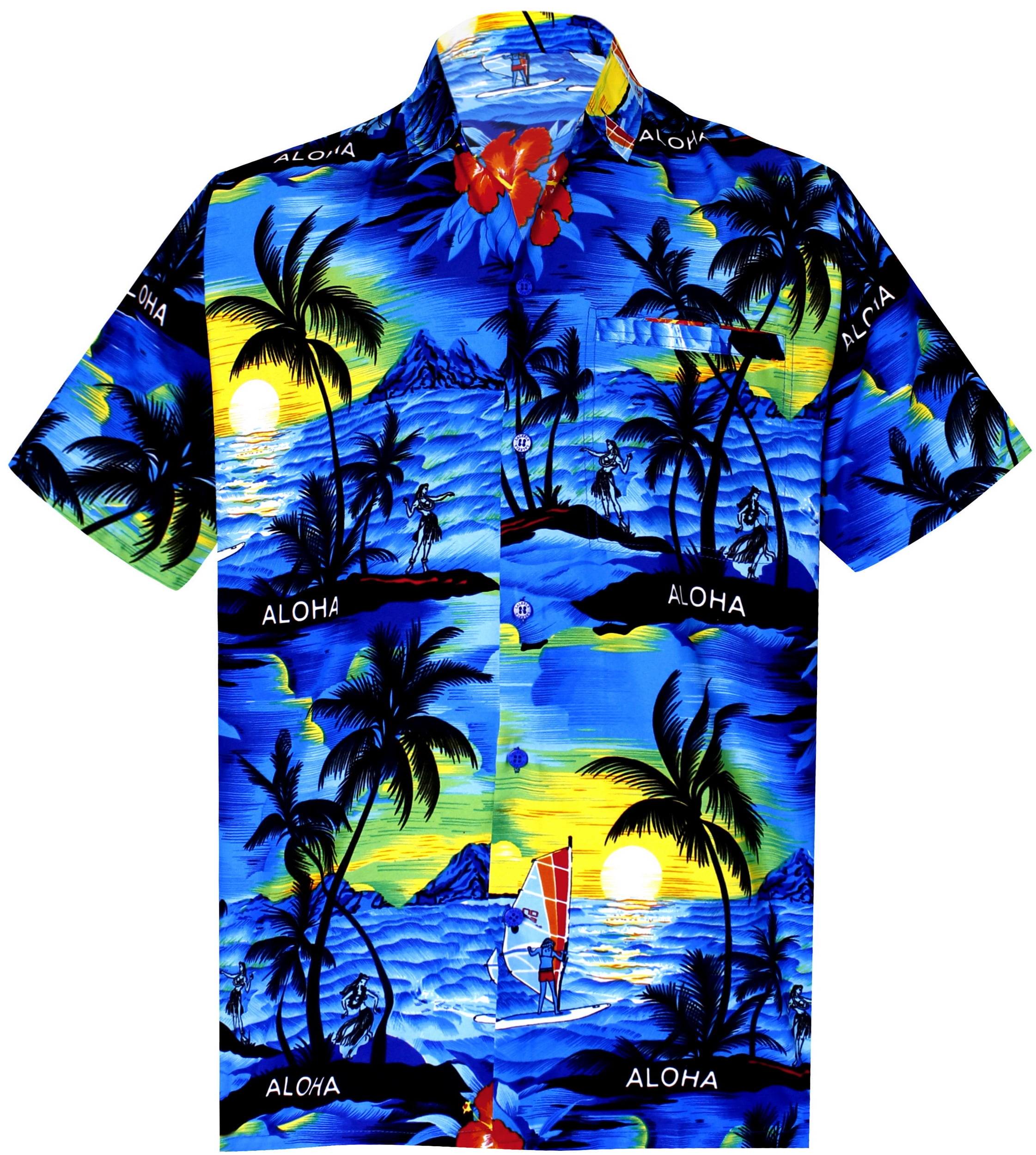 HAPPY BAY Hawaiian Shirt Mens Beach Aloha Camp Party Casual Holiday