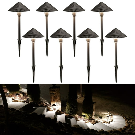 8 Pack 3W LED Outdoor Landscape Light, 12-24V Low Voltage, Waterproof Aluminum Housing, for Outdoor Pathways & Gardens, 4000K Cool White
