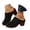 Black, variant on Women Platforms Heeled Sandals Leather Round Toe Mules Clogs Ankle Strap High Heel Summer Dress Solid Color Slipper Non Trendy Breathable Walking Vacation Outdoor Shoes