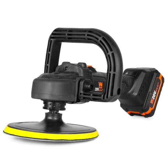 WEN 20877 20V Max Cordless 7-Inch Variable Speed Rotary Polisher and Waxer Kit with 4Ah Battery, Charger, and Polishing Pads