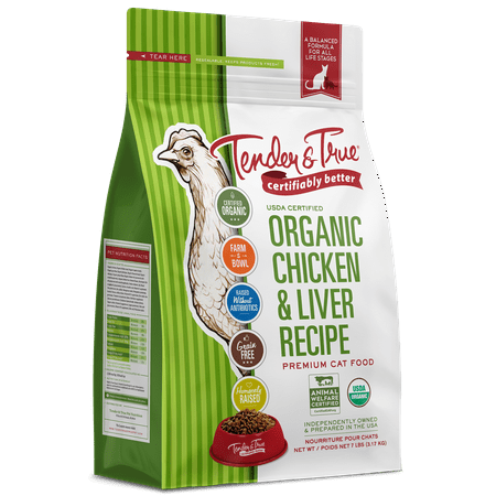 Tender & True Organic Chicken & Liver Recipe Dry Cat Food, 7 lb bag