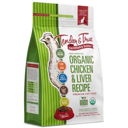 UPC: 0854803005447 | Tender & True Organic Chicken & Liver Recipe Dry Cat Food 7 lb bag