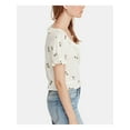 thumbnail image 3 of FREE PEOPLE Womens Ivory Floral Short Sleeve V Neck Top M, 3 of 4