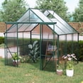 thumbnail image 2 of Serre en Polycarbonate 8x6ft-Verte à Double Porte avec Base Surélevée et Ancrage, Aluminium Robuste, Serre de Marche pour Extérieur et Cour Arrière pour Toutes les Saisons, 2 of 7