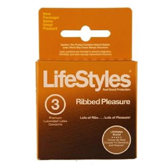 Product Of Life Style, Ribbed Pleasure (Brown), Count 6 (3Pcs) - Birth Control / Grab Varieties & Flavors