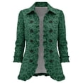 thumbnail image 4 of Leopard Print Jackets For Women Ruffle Trim Lapel Button Down Long Sleeve Open Front Cardigan Casual Fall Cheetah Print Lightweight Coats, 4 of 4