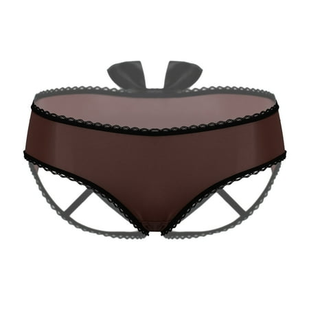 

Women Panties Tummy Control Open Low Waist Bow Cutout Briefs Underwear
