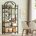 thumbnail image 6 of Condemo Tall Bookshelf, 8-Tier Industrial Arched Etagere Bookcase, Open Display Storage Shelf for Living Room, Home Office, Rustic Brown, 6 of 8