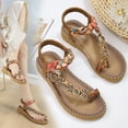 thumbnail image 2 of OAVQHLG3B Women's Sandals on Bohemian Flat Flower Rhinestone Sandals Outer Beach Sandals, 2 of 7