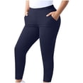 thumbnail image 4 of Plus Size Workout Leggings for Women High Waisted Lounge Gym Yoga Pants Fitness Exercise Stretch Soft Pants with Pockets Navy 4XL, 4 of 7