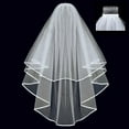 thumbnail image 7 of Bridal Veil - Double-Layered Solid Color Ribbon Edge Design Wedding Veil Soft Mesh Material Prom Cosplay Veil with Comb, 7 of 7