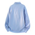 thumbnail image 5 of Men’s Oversized Asymmetrical Patchwork Shirt for Men, Striped Color‑Block Long Sleeve Lapel Shirt Jacket, Loose Casual Top With Chest Pocket For Home‑Lounge And Weekend Outing Activities, 5 of 6