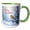 Green/White, variant on 3drose, Robin Bird on a Tree Branch in Winter. Merry Christmas Gift for All, 15oz Mug