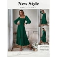 thumbnail image 6 of Xuanfei Women Square Neck Smocked Long Sleeve Tiered Maxi Dress, 6 of 7